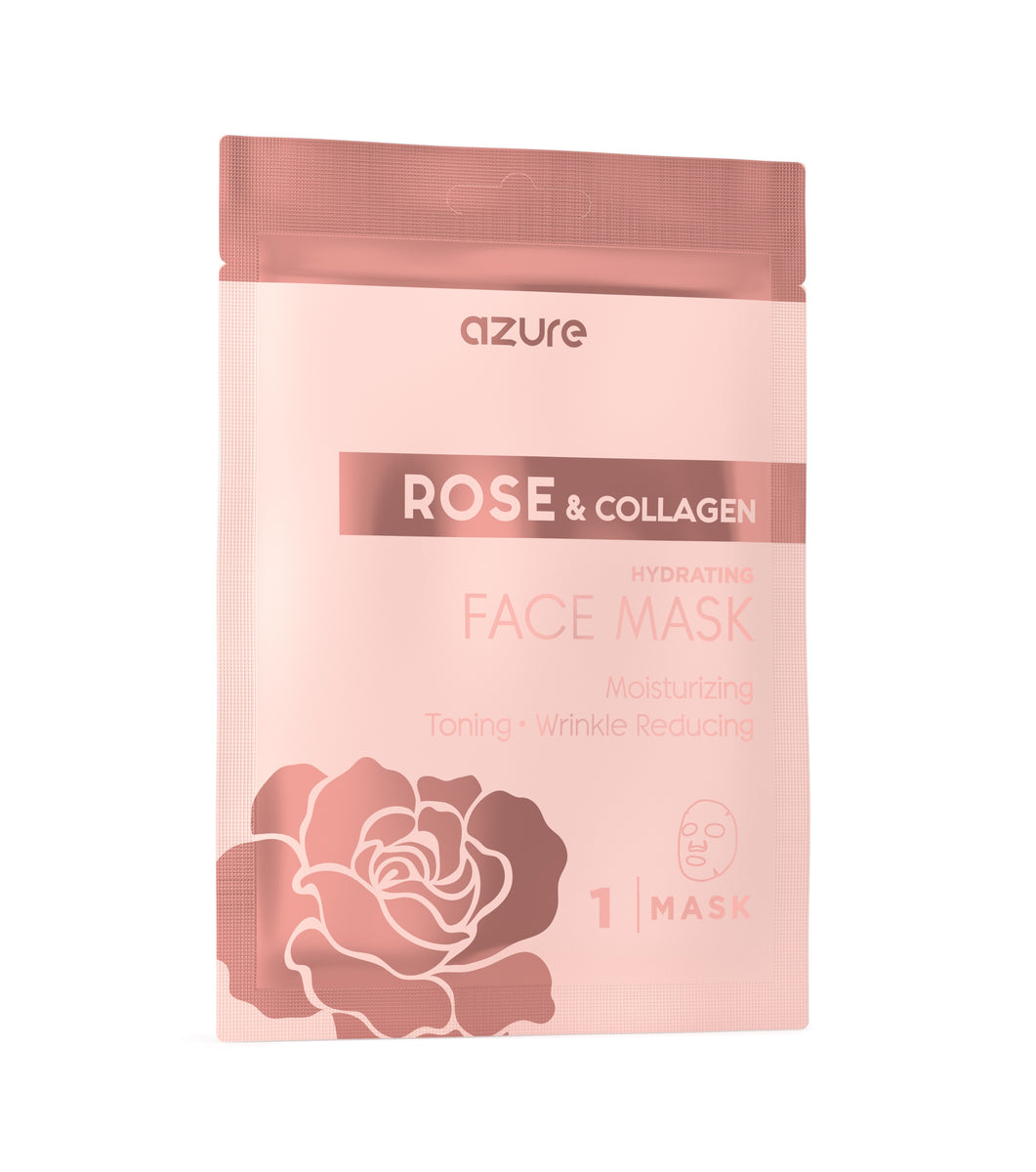 Rose & Collagen Hydrating Sheet Face Mask: 5 Pack – Azure Skincare