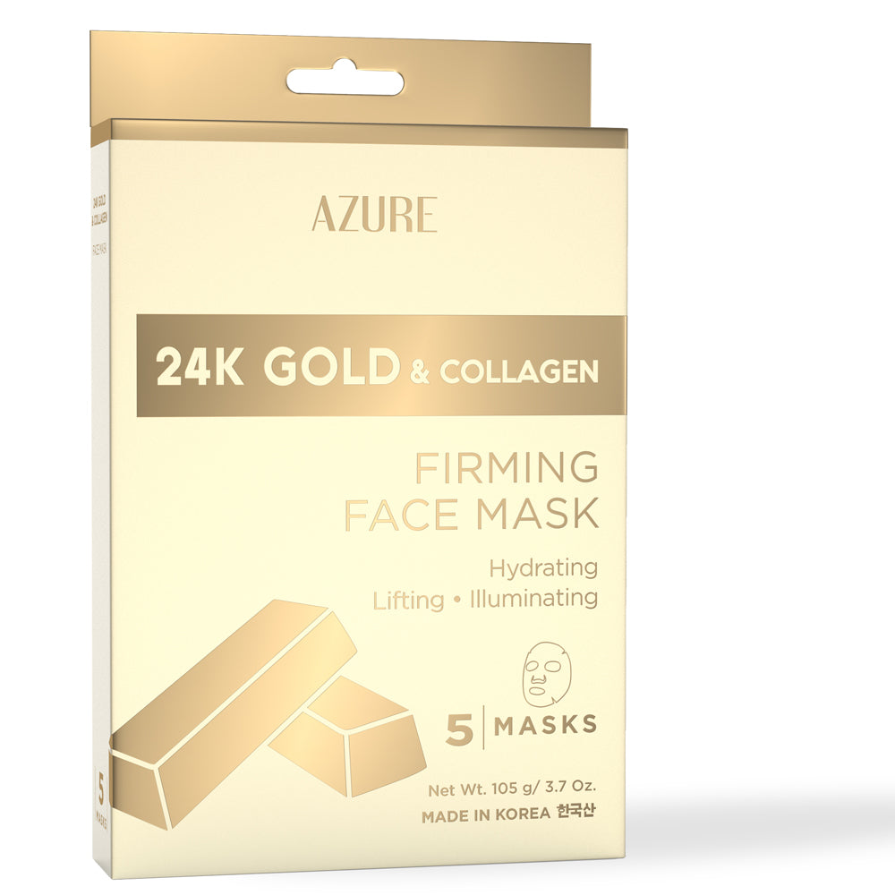 24K Gold & Collagen Firming Sheet Face Mask: 5 Pack