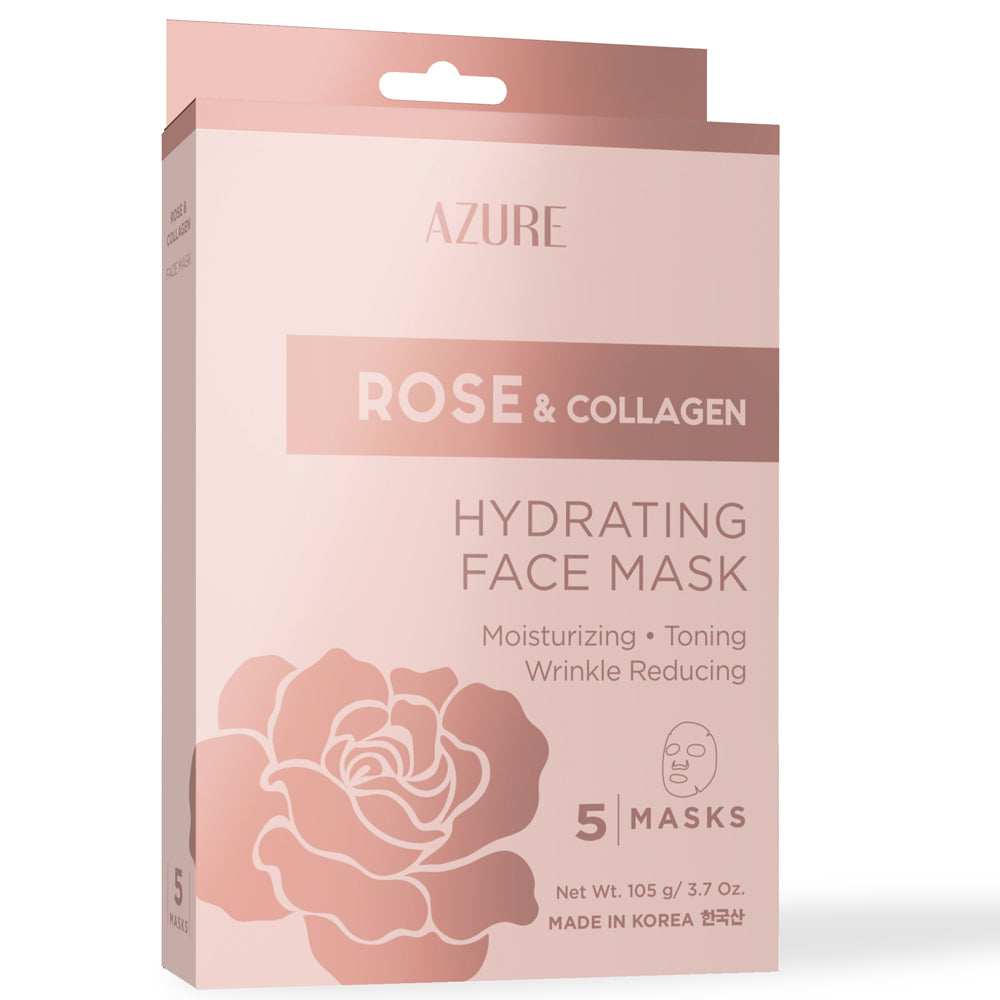 Rose & Collagen Hydrating Sheet Face Mask: 5 Pack